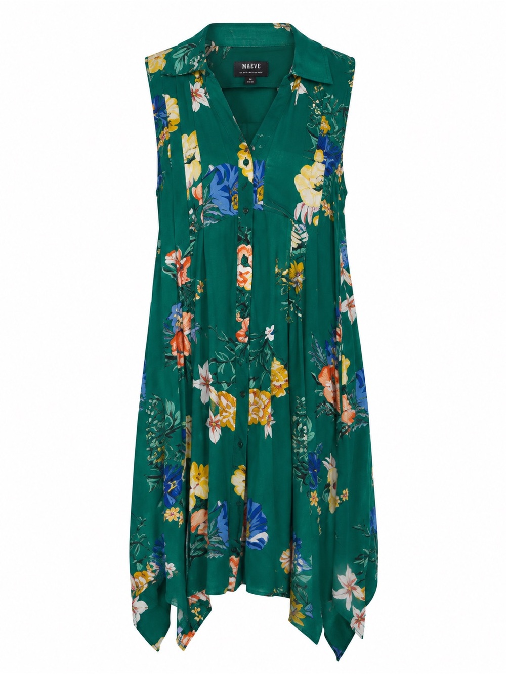 Maeve by Anthropologie Rory Floral Asymmetrical Shirtdress in Green Size 6